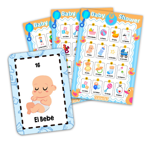 Lotería Baby Shower Niño Patitos 100 Tablas Imprimibles Pdf