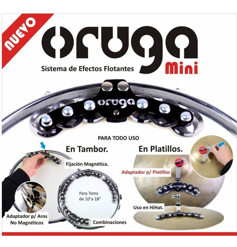 Imagen 1 de 7 de Oruga Mini Sonajas Batería Redoblante Platillo Hi Hats