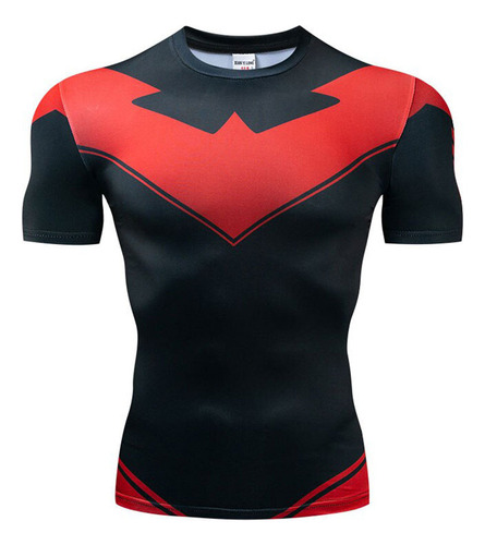Playera Licra Deportiva Nightwing Red Superman Dc Fitness
