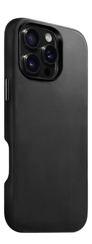Capinha Capa Case Magbolt Defender Case Para iPhone 16 Pro Com Magsafe Em Couro Genuino E Espuma De Memória Espacial Anti-impacto - Preto