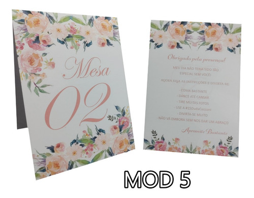 Imagem 4 de 6 de Placa Offset 180g Papel Numerada Para Mesa Kit 18 Peças