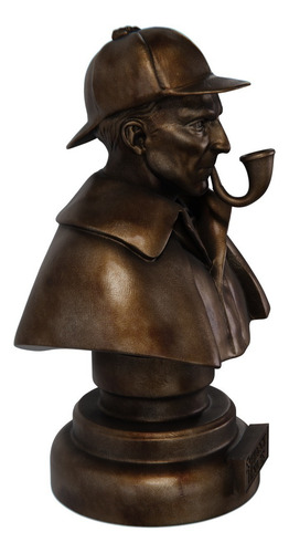 Estátua Busto Sherlock Homes Arthur Conan Doyle Estatueta Cor Cor Cobre Antigo