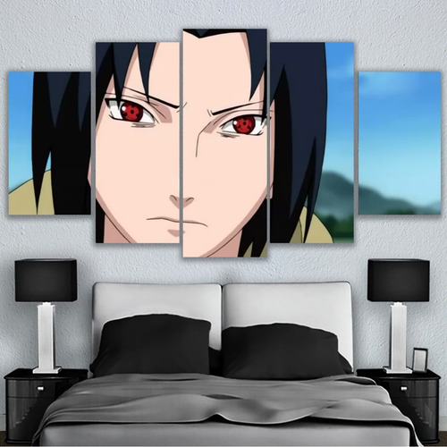 5 Cuadros En Canvas Sasuke Uchiha Anime Naruto Mirada