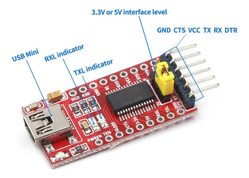 Módulo Adaptador De Convertidor Serie Usb A Ttl De 3,3 V/5,5