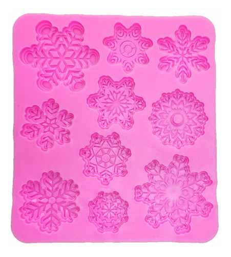 2 Molde Silicon Para Fondant Copos De Nieve Color Rosa