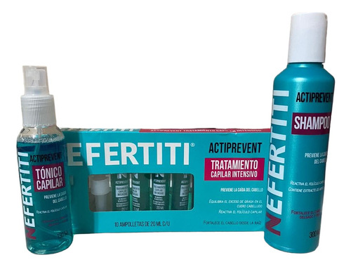 Kit Anticaída Shampoo-tónico-ampolleta Actiprevent Nefertiti