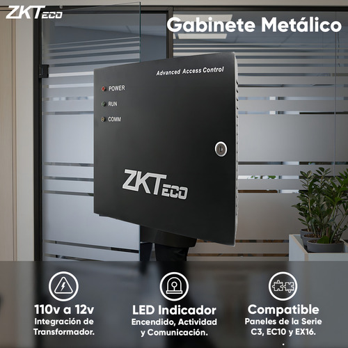 Zkteco Gabmet Gabinete Metálico Para Paneles Zkteco Modelo Inbio Metal Case / Compatible Con Paneles De Control De Acceso / Conexión Para Batería De Respaldo (no Incluye Fuente De Poder)
