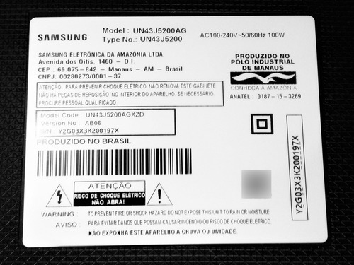 38- Papel Plástico Refletor Tv Samsung Un43j5200ag Original (Usado)