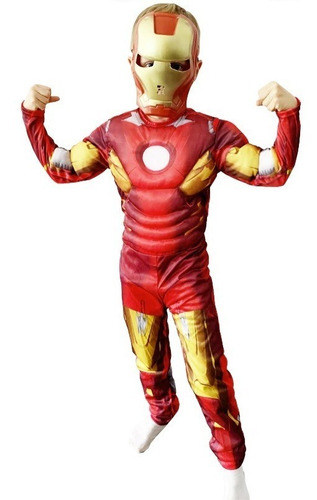 Imagem 2 de 6 de Fantasia Infantil Homem De Ferro Marvel Enchimento E Máscara