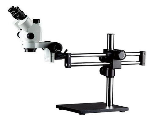 Microscopio Trinocular 7-45x, Barlow, Led, Brazo Doble