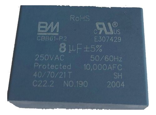 Capacitor Electrodomestico Cbb61-p2 8uf 250vac Rtpfull15
