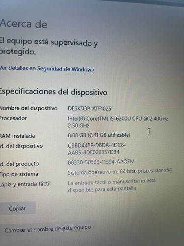 Laptop Core I5 6ta 256 Ssd 8 Ram Lenovo L460 (Usado)