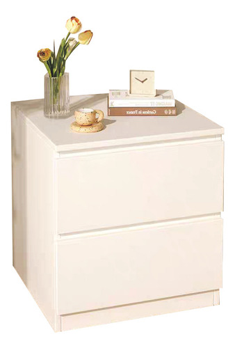 Buró De Noche Estilo Escandinavo Blanco Minimalista2 Cajones