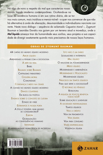 Mal líquido: Vivendo num mundo sem alternativas, de Bauman, Zygmunt. Editorial Editora Schwarcz SA,Polity Press, capa mole em português, 2019
