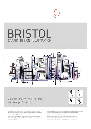 Bloco Hahnemuhle Bristol A3 250g/m2 20 Folhas