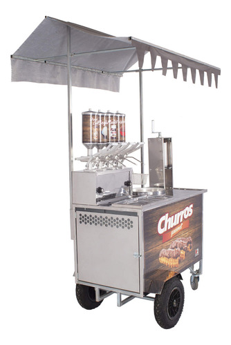 Carrinho Churros Gourmet Top Fuso 4 Doceiras Resistência R2 Cor Cinza