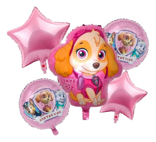 Bouquet 5 Globos Skye Paw Patrol 65cm+4metalizados45cm