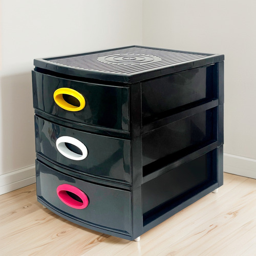 Cajonera Organizador 3 Niveles Resistente Color Negro