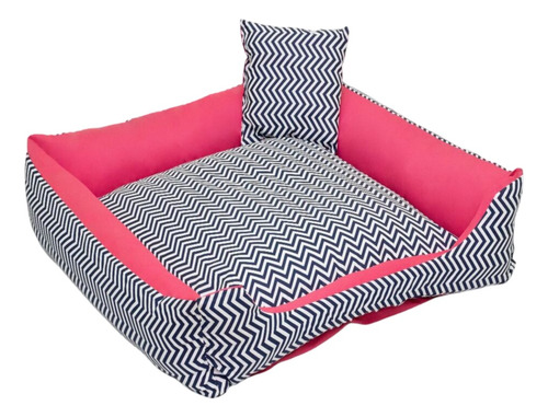 Cama Pet Luxo Impermeável 50x50x15 Cm Média Almofada E Zíper Cor Collor Rosa Desenho Estampado