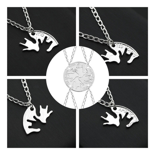 A 4 Collares De Plata De La Amistad Para Mejores Amigos