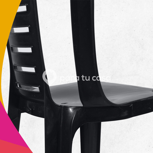 Imagen 3 de 10 de Silla Plástica X 10 Apilable Reforzada Negro Reina Quality