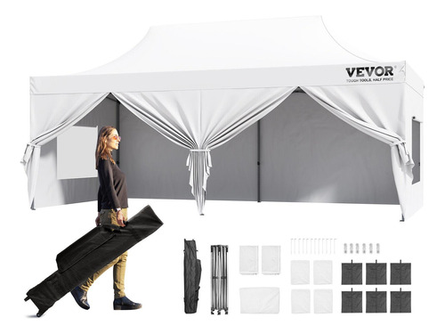 Carpa De Eventos 10x20 Pies Vevor Con  Paredes Laterales Y