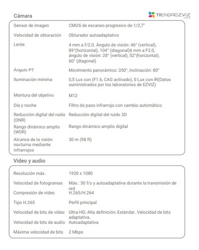 Imagen 6 de 10 de Combo X3 Ezviz H8c 360 1080p Exterior Wifi + 3 Memoria 512gb