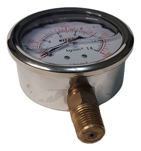 Manómetro Con Glicerina 14kg 200lbs 63mm Rosca 1/4 Inferior