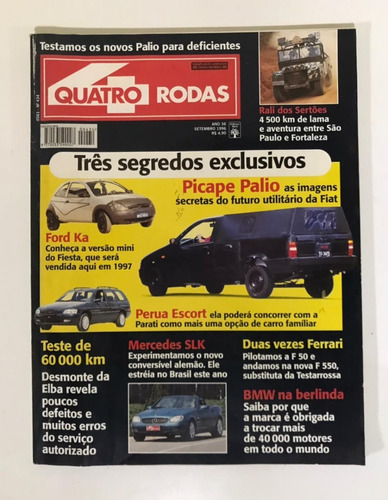 Quatro Rodas Nº434 Set/1996 Picape Palio Ford Ka Perua Scort