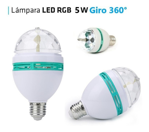 Imagen 2 de 10 de Lampara Led Giratoria 3w Rgb Foco 3 Colores Bolichera Mfull