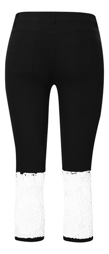 Pantalones Capris Elásticos De Encaje Para Mujer Con Cordone