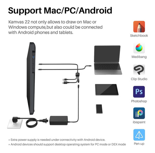 Tablet De Desenho Huion Kamvas 22 Com Tela Srgb De 120% Sem