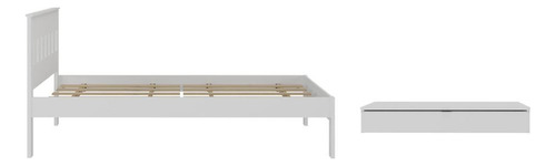 Cama de Solteiro para Colchão 88 x 188 cm com Penteadeira 90cm Suspensa Multimóveis CR35248 Cor Branco