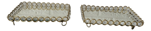 Kit 2 Bandejas + Espelhos Imediato Cor Dourado Com Pedras