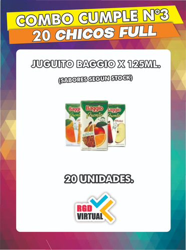 Combo 03 - Golosinas Cumpleaños - 20 Chicos Full - Rgd