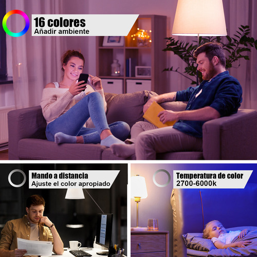 4 Pcs Foco Led Inteligentes Rgb Control Remoto 16 Efectos De Iluminación