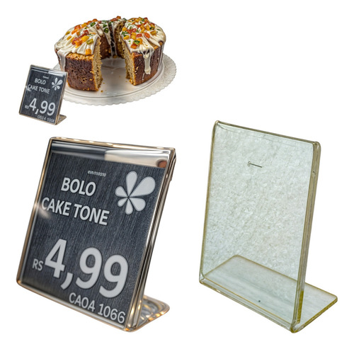 Kit 25 Suporte Etiqueta Preço Gondola Balcão Buffet Acrílico