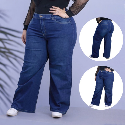 Jeans Talla Extra Wide Leg Pantalón Mezclilla Mujer Ingrid