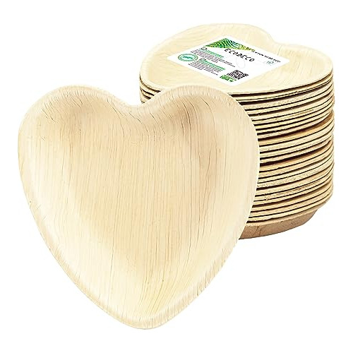 Ecodeco 25 Hoja De Palma Corazón Placas Compostables 21kr5