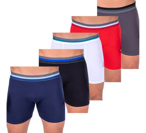 Kit 03 Cuecas Boxer Fibra De Bambu Box Long