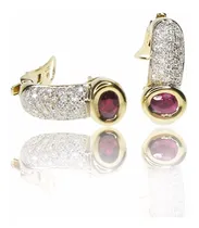 Comprar Aros Rubíes Clip Diamantes Pavée Oro 18k - Arrighi Joyas