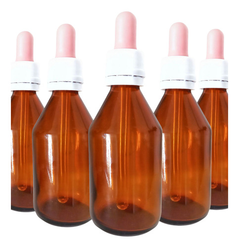 Pack X 20 Frascos Gotero Ámbar 60ml Precinto De Seguridad Marrón