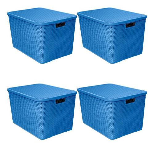 4 Caixa Rattan Para Guardar Organizar Remédios 40l Colorida Cor Azul