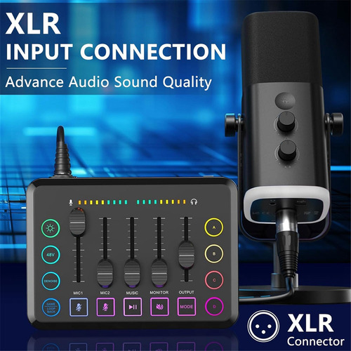 Streaming Rgb Pc Mixer Com Interface De Microfone Xlr