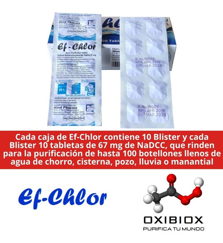 Imagen 3 de 10 de Tabletas Purificadoras Ef-chlor 67mg. Hasta 20l De Agua