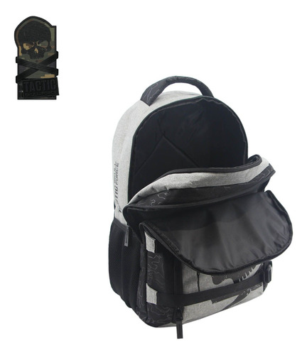 Mochila Espalda Escolar Urbana Lsyd 18'' Skull Color Gris