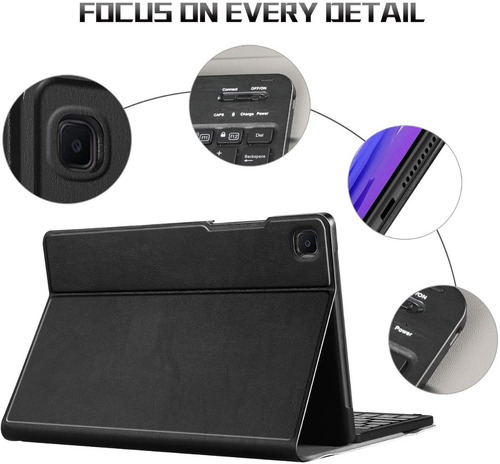 Imagen 5 de 9 de Funda Con Teclado Bluetooth Para Samsung T500 T220 A7 Lite
