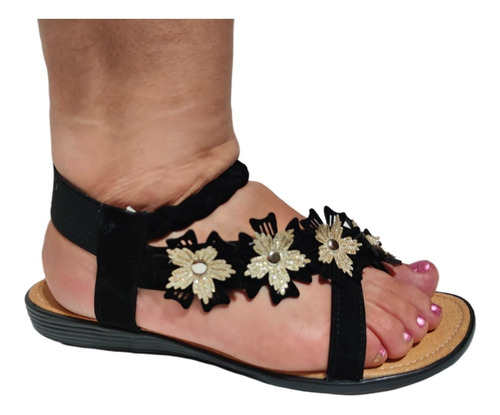 Imagen 1 de 4 de Huarache Sandalia Flores Diagonal Suave Artesanal Dedo