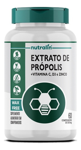 Extrato De Propolis Vitaminas C + D + Zinco 60 Caps Nutralin