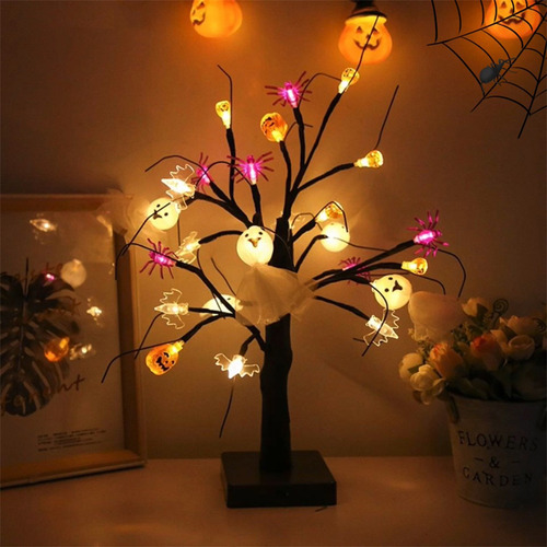 Linternas Led Negras Para Árboles De Halloween, 20 Linternas